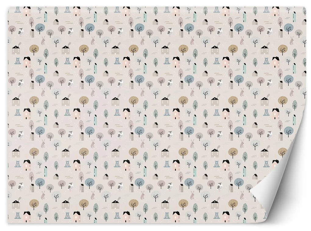 Gario Fotótapéta Scandi házak és fák Anyag: Vlies, Méret: 350 x 245 cm