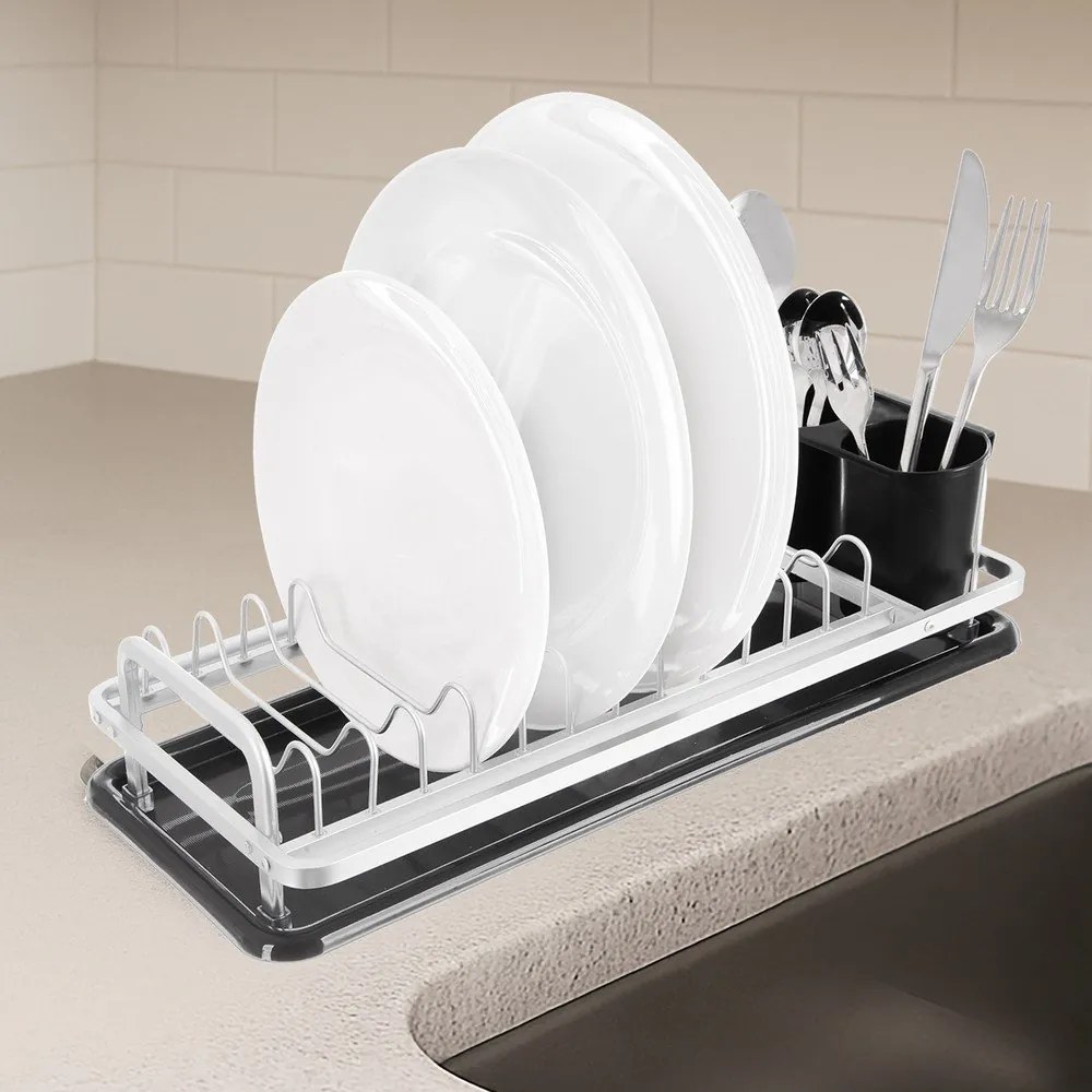 Fekete-fehér fém edényszárító 41,5x17 cm Deluxe – Orion