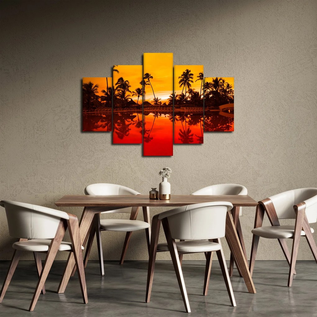 Kép - naplemente az üdülőhely felett (150x105 cm)