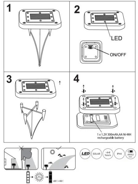 Globo 33414Q-2 - KÉSZLET 2x LED Napelemes lámpa SOLAR LED/0,8W/1,2V IP44