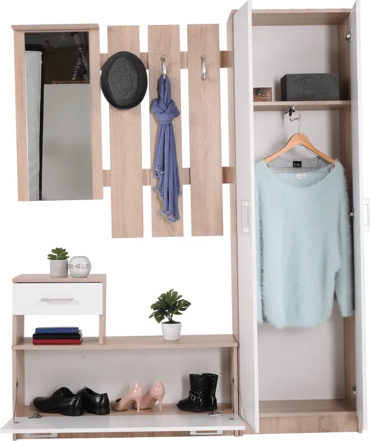 Akasztós szekrény, sonoma tölgy/fehér, ASTER