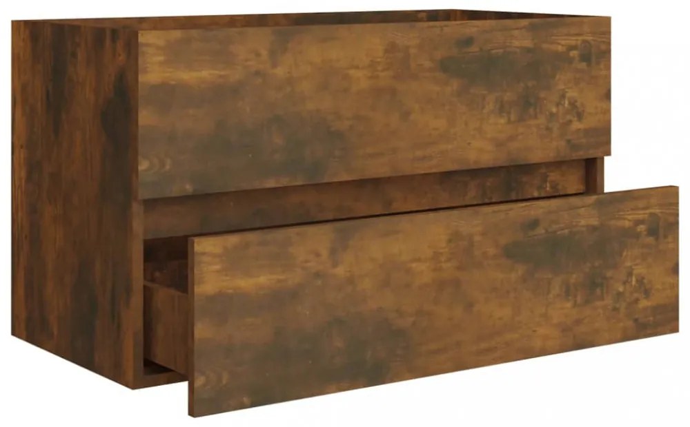 füstös tölgy színű szerelt fa mosdószekrény 80 x 38,5 x 45 cm