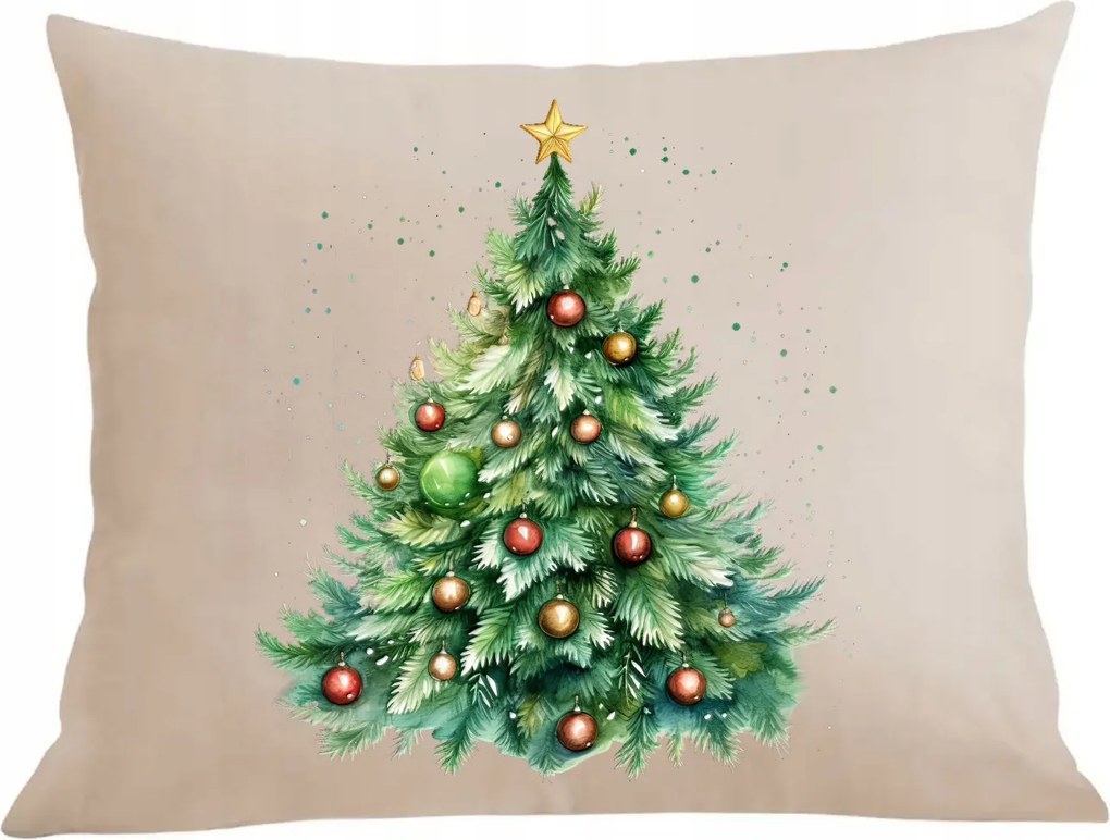 Karácsonyi párna párnahuzat gyönyörű csillag gömbök karácsonyfa motívummal