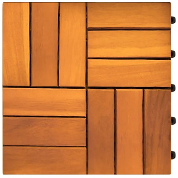 Casaria® Akácfa mozaik fa járólapok - 11 darabos készlet, 30x30 cm