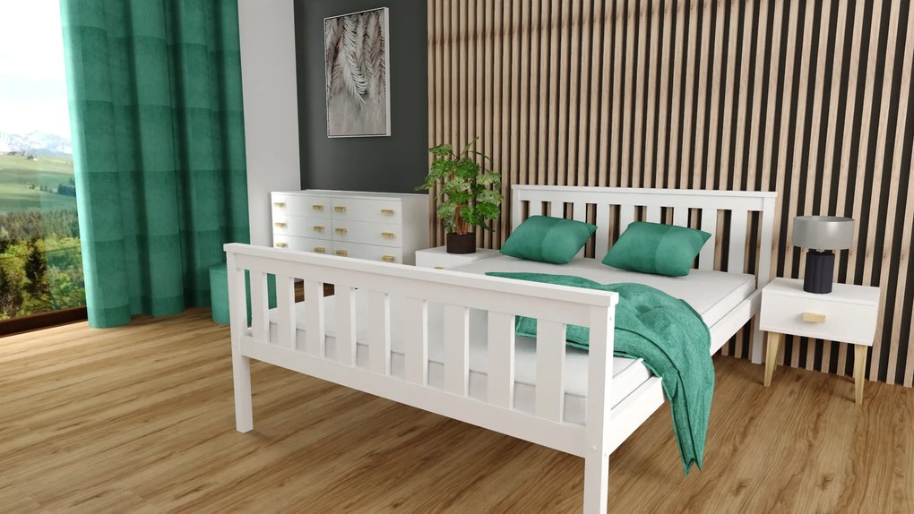 Ágy KALEA 90 x 200 cm, fehér Matrac: Coco Maxi matrac 20 cm, Ágyrács: Deszkás ágyráccsal
