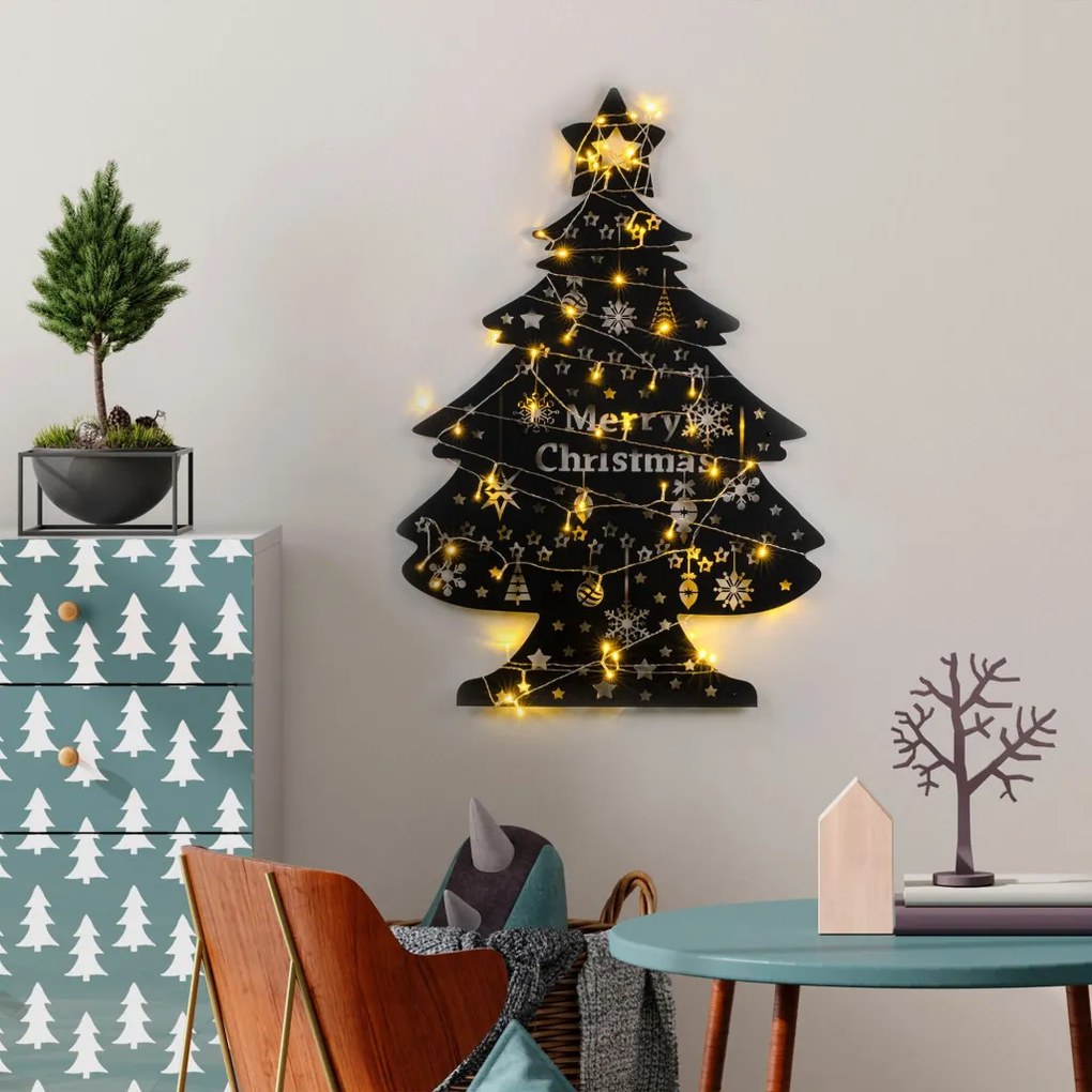 XMASBLACK fém karácsonyi fényfüzér, 70×100 cm