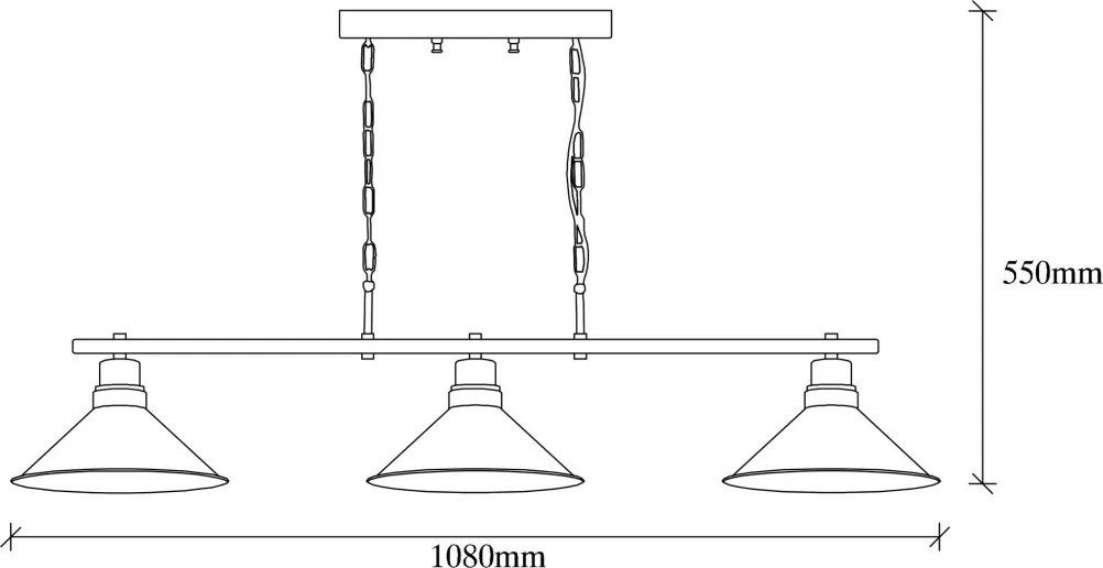 Sivani MR-835 fekete fém függőlámpa, 108 x 24 cm, 3 izzós