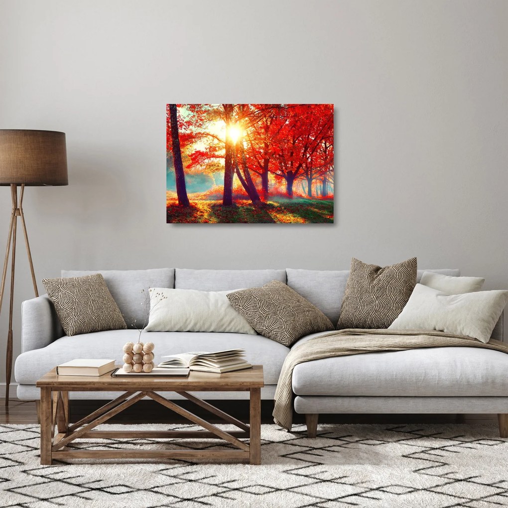 Kép - Őszi táj (üvegen) (70x50 cm)