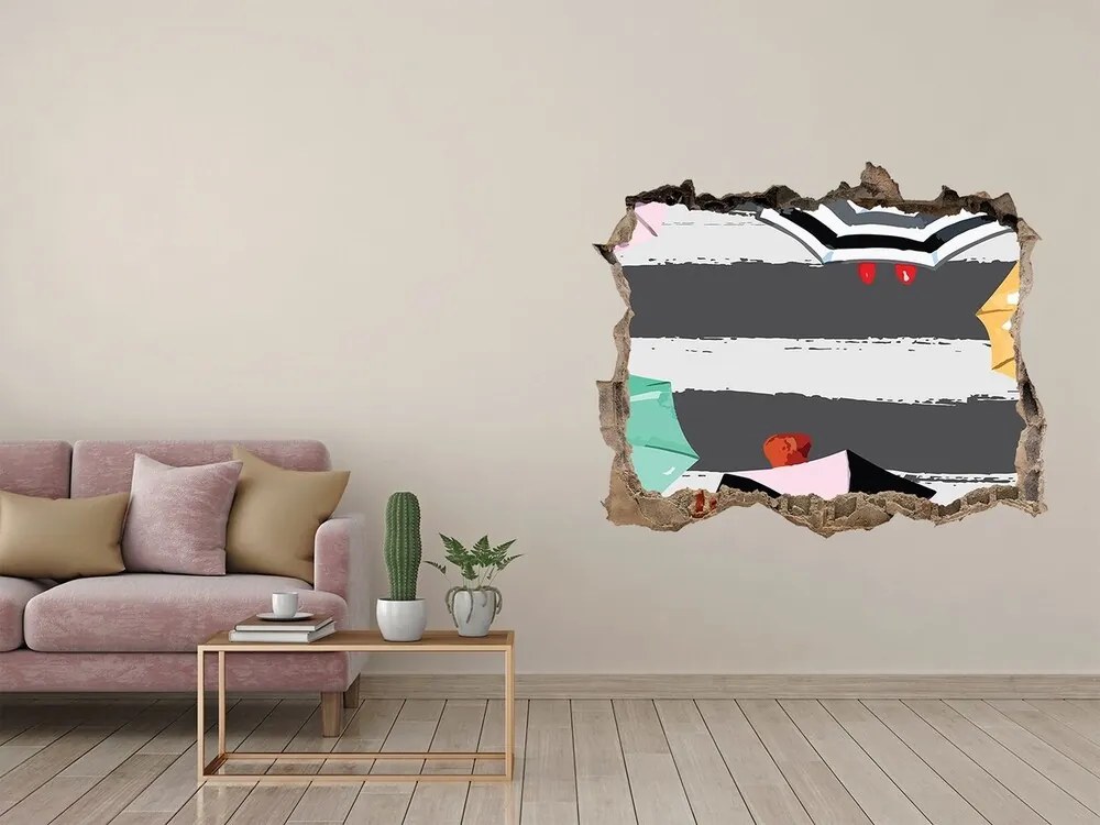 3d lyuk fal dekoráció Színes esernyők nd-k-87821185
