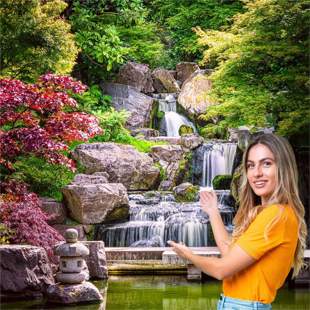 3D fotótapéta Nappali Hálószoba Vízesés Erdő Természet Tájkép 392x260 WLNK10F