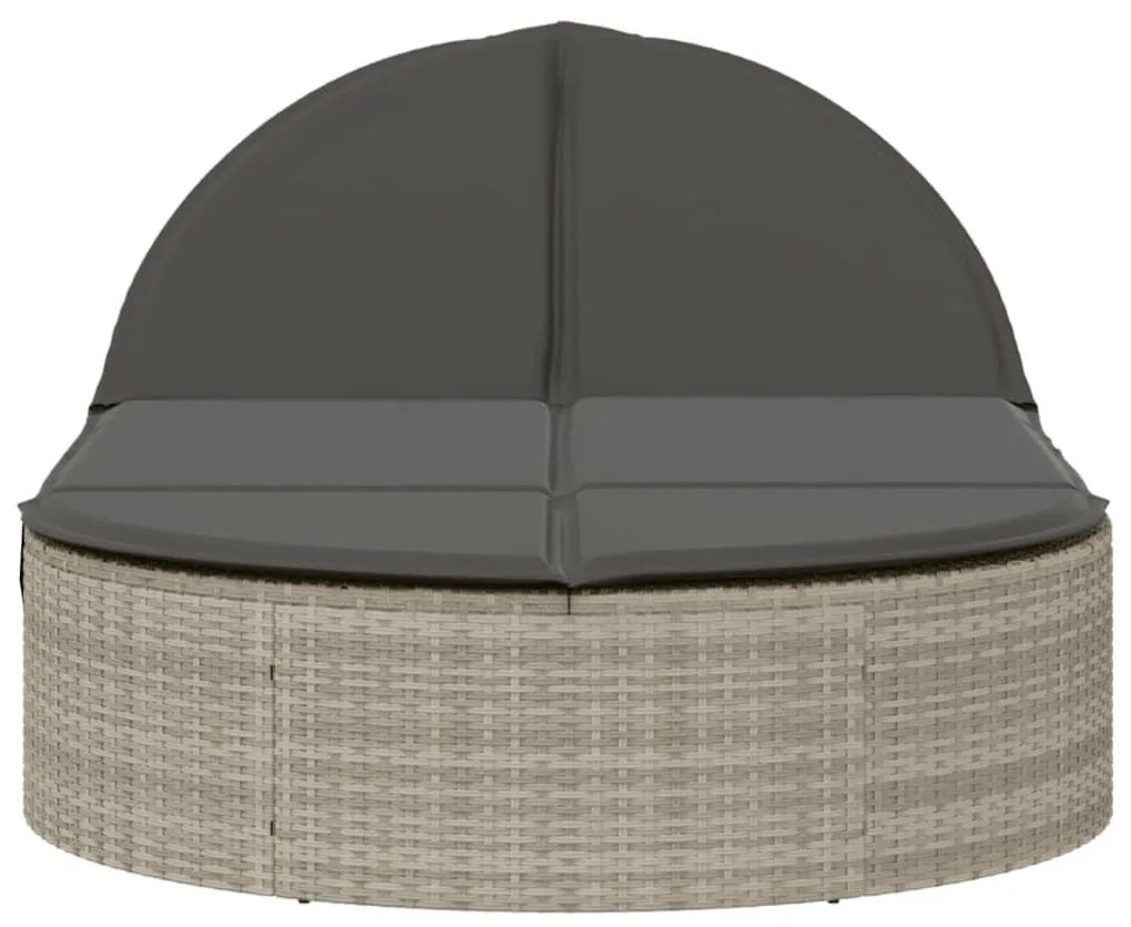 Világosszürke polyrattan dupla napozóágy párnával