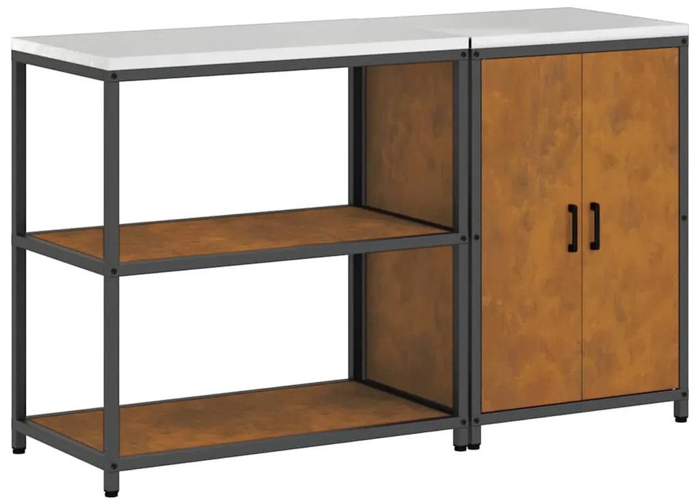 Konyhai Tároló Készlet polcokkal 2 pcs Rozsdás 150 x 50 x 92 cm
