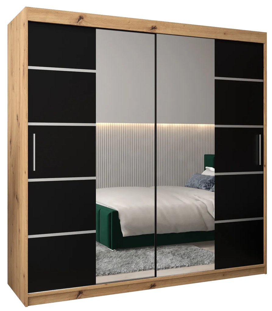 Ruhásszekrény 200 cm Verika 4 200 (artisan tölgy + fekete). 1064302