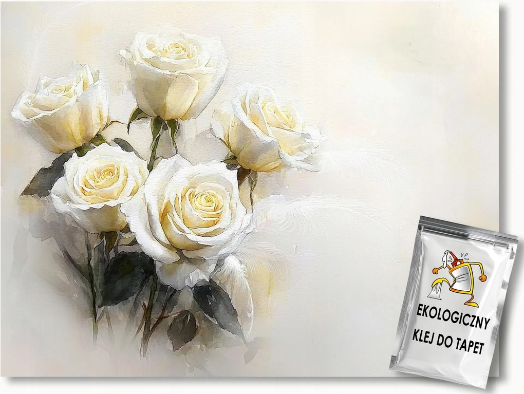 Fotótapéta Flizelina Akvarell Természet Virágok Rózsák Toll Boho 254x184 ragasztó