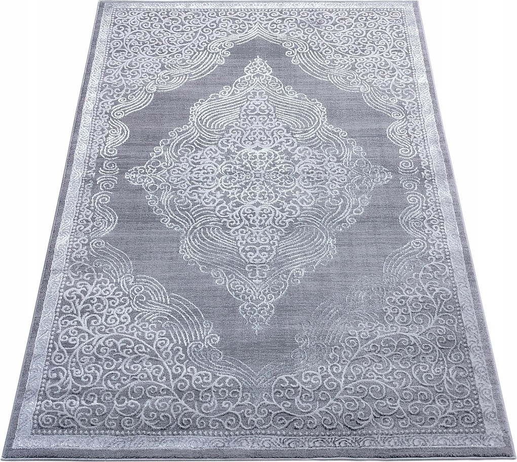 Szőnyeg 200x290 Klasszikus Nappali Szürke Fényes Szuper Minőség Puha