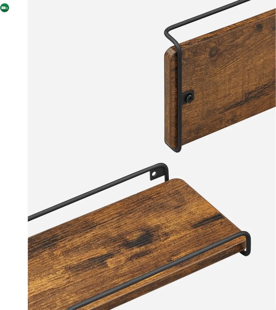 2 darabos sarok fali polc, rusztikus barna 40x29x4cm