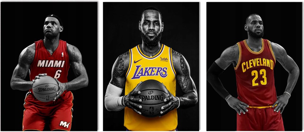 Lebron James falikép ajándék 3 részes Nba triptichon 40x90 cm