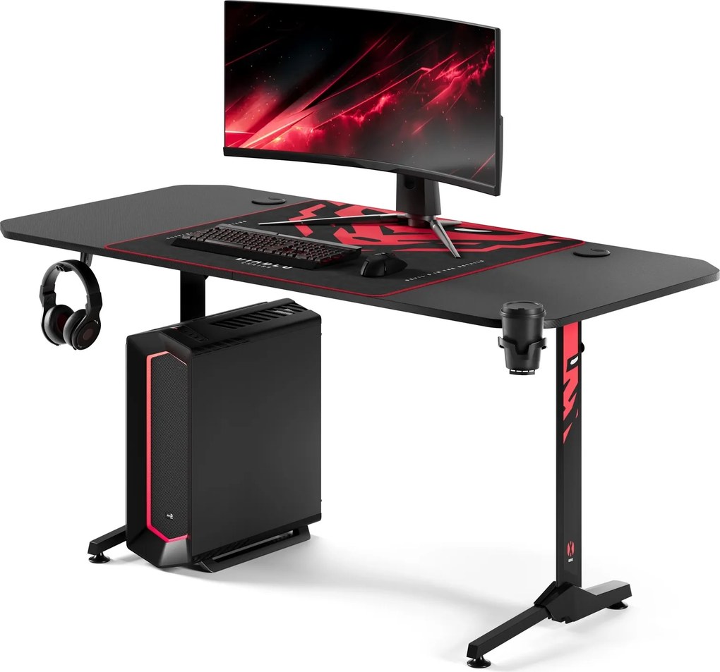 Gamer asztal 160 cm fekete: Diablo X-Mate 1600