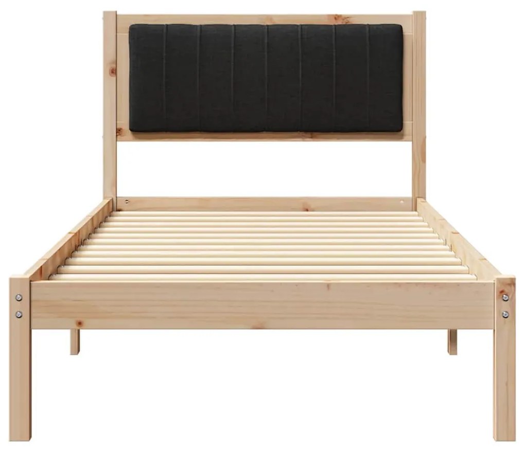 Ágykeret Kárpitozott Fejtámlával fejtámlával Fekete 90 x 190 cm