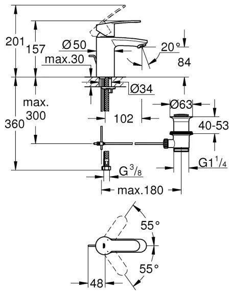 GROHE 3355220E - Mosdócsaptelep EUROSTYLE COSMOPOLITAN fényes króm