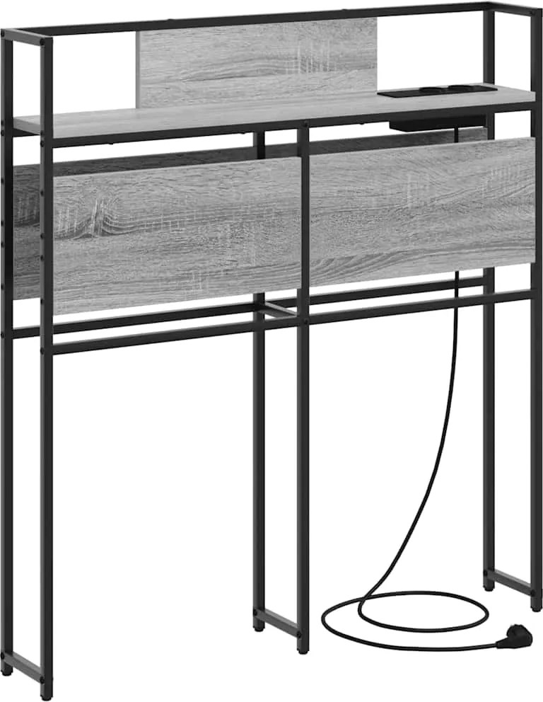 vidaXL Tároló fejtámla polcokkal tárolóval Szürke sonoma 90 cm Faanyag