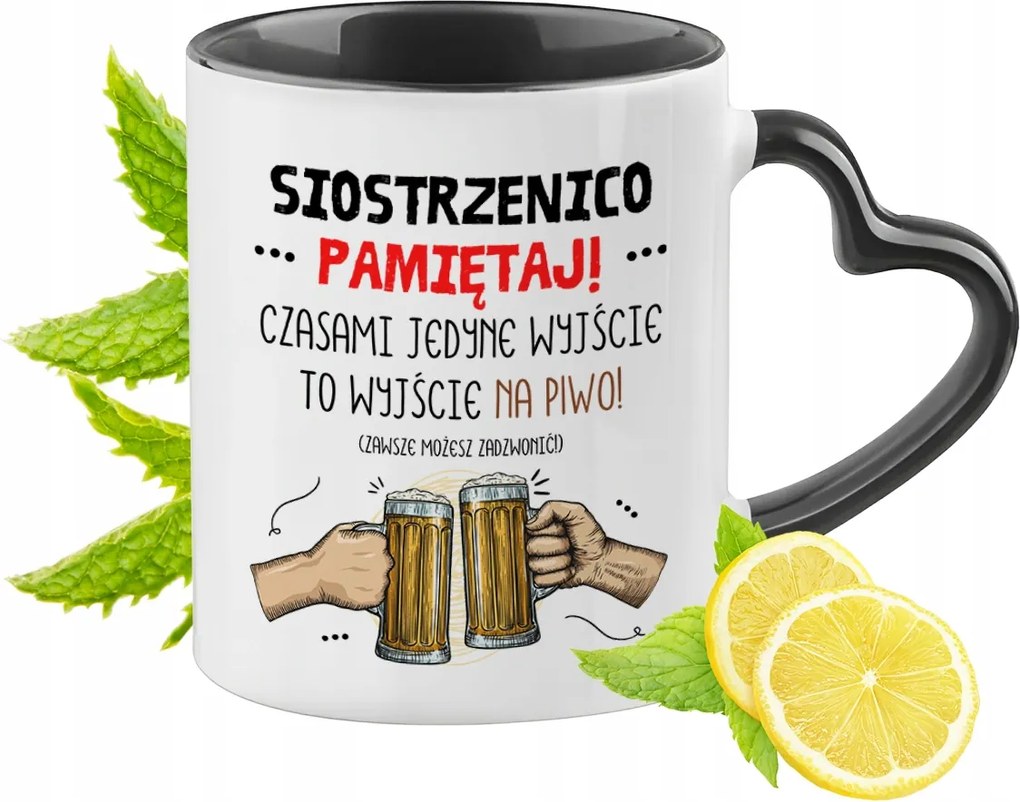 Unokahúgomnak Fekete Bögre Szív Alakú Füllel Ajándék