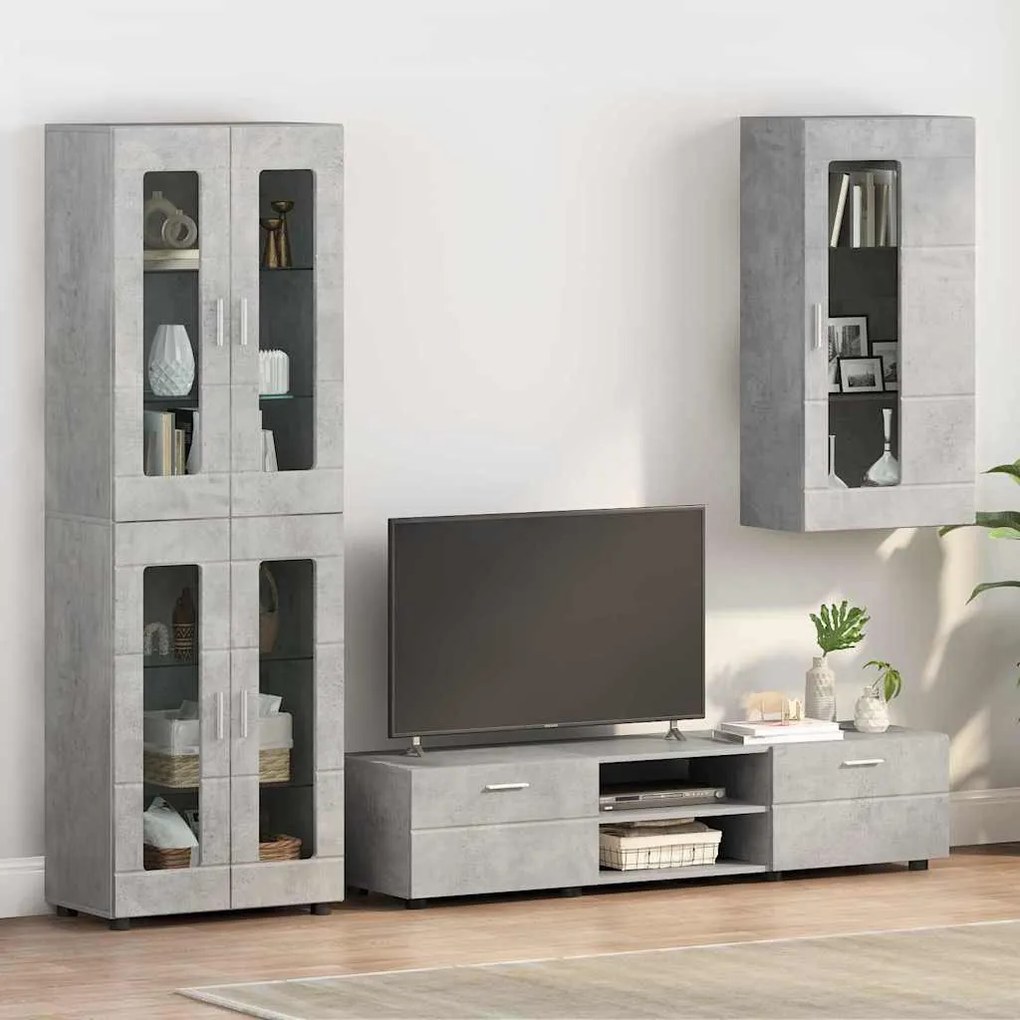 Fali szekrény polcokkal Beton szürke 55 x 29 x 100 cm Faanyag