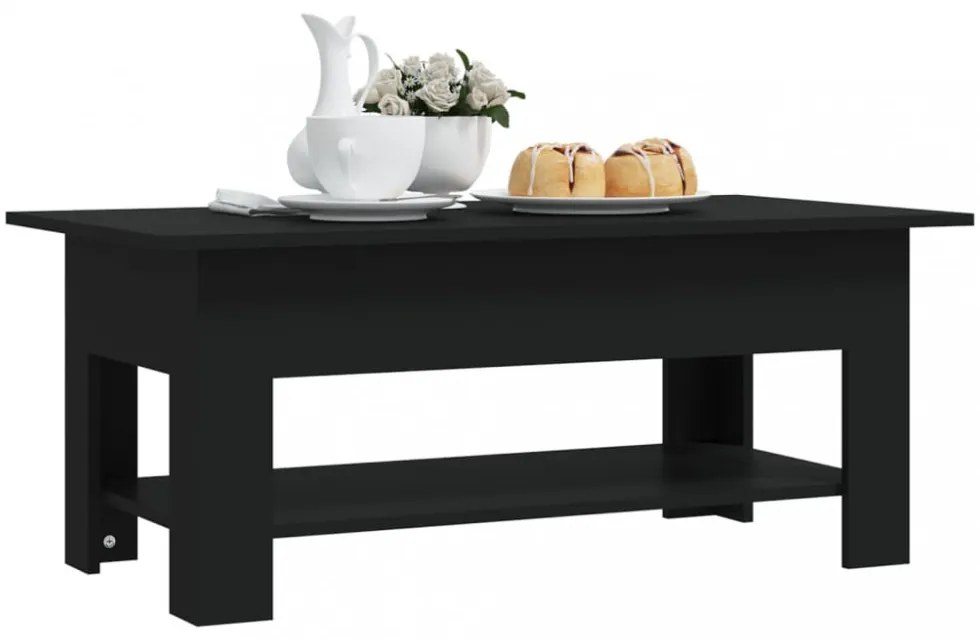 fekete szerelt fa dohányzóasztal 102 x 55 x 42 cm