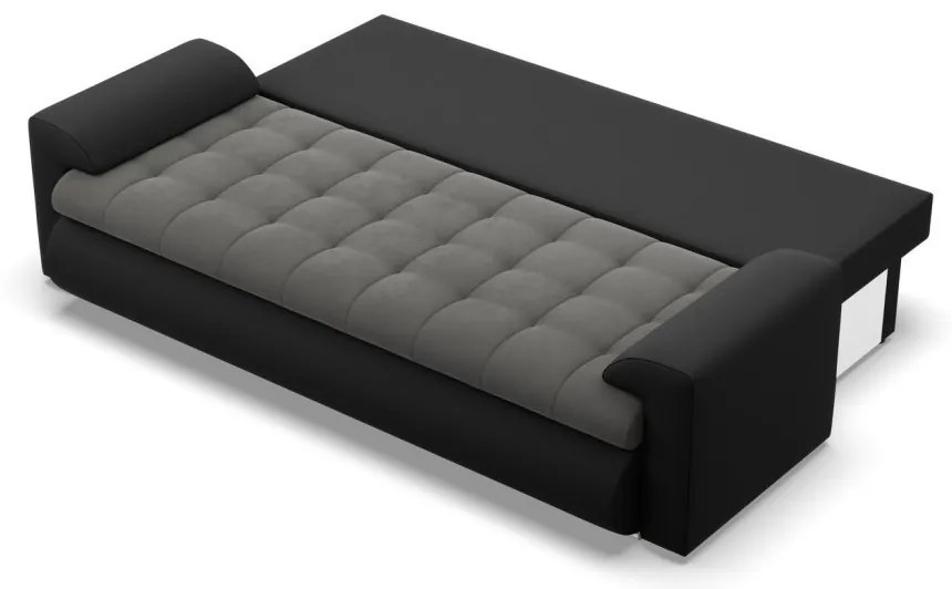 Tokio kanapéágy, bársony + műbőr, szürke - fekete