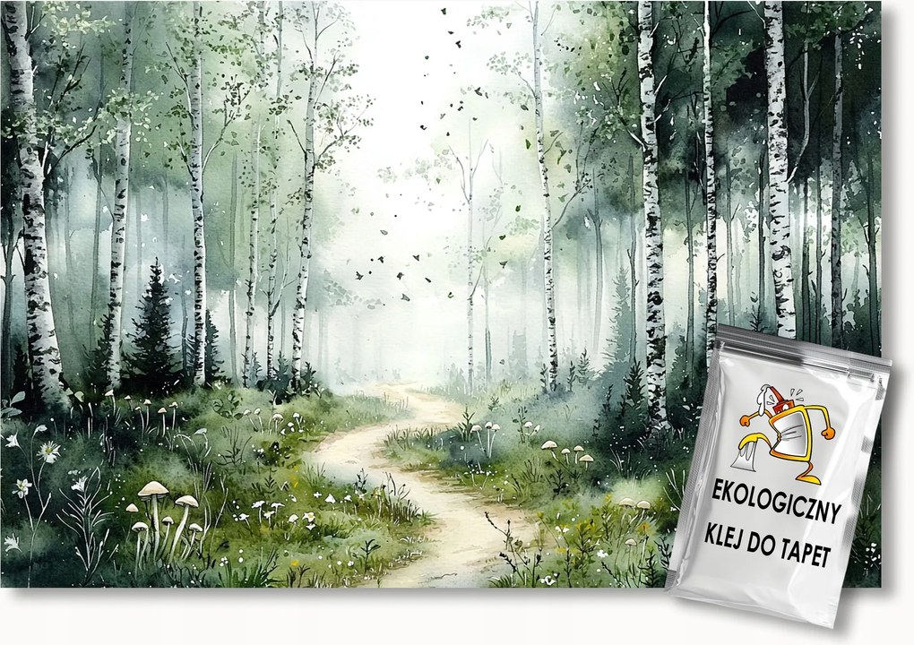 Fotótapéta Flizelina Erdő Nyírfák Út Gomba Ösvény 368x254 ragasztó