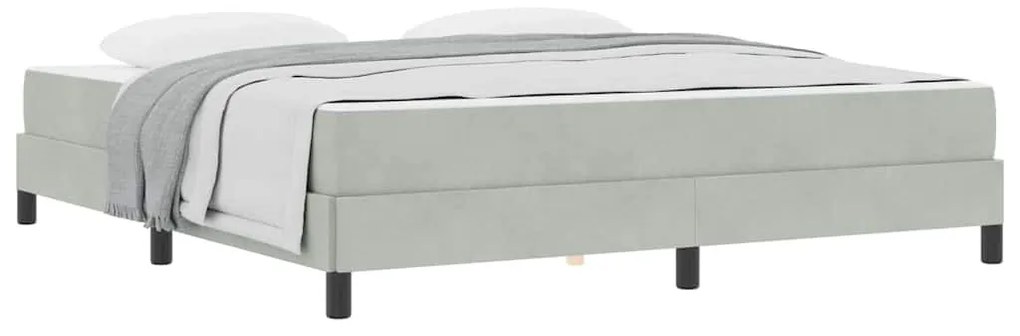 Boxspring ágy matraccal Világosszürke 180 x 200 cm Bársony