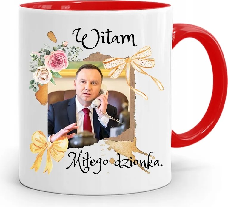 Piros Elnöki Bögre Andrzej Duda Pis Egészség felirattal