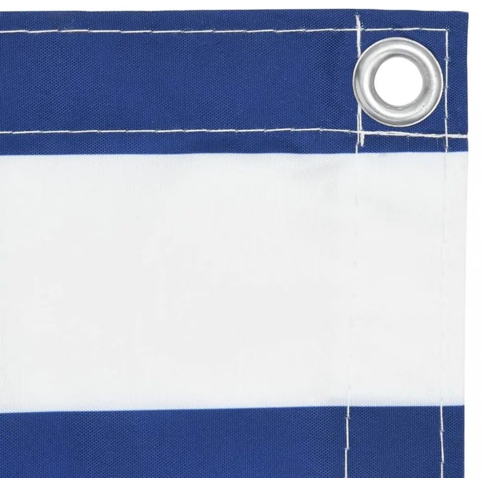 fehér-kék oxford-szövet erkélyparaván 120 x 500 cm