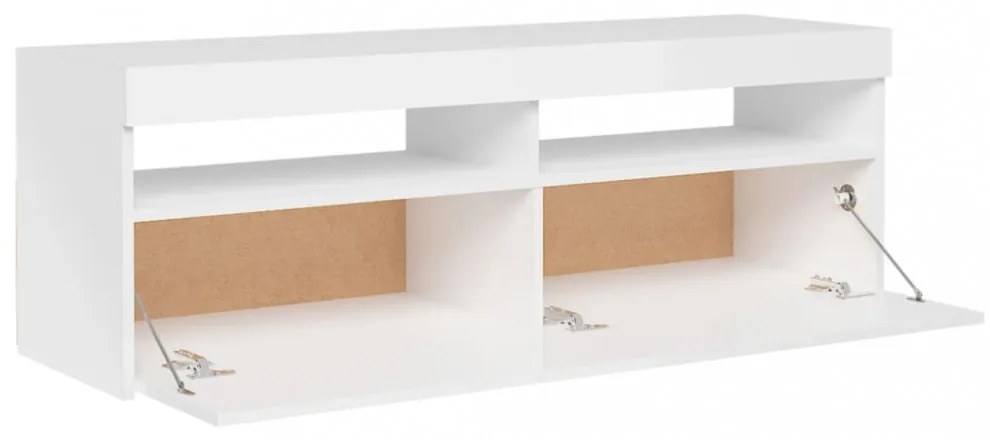 vidaXL magasfényű fehér TV-szekrény LED-lámpákkal 120 x 35 x 40 cm