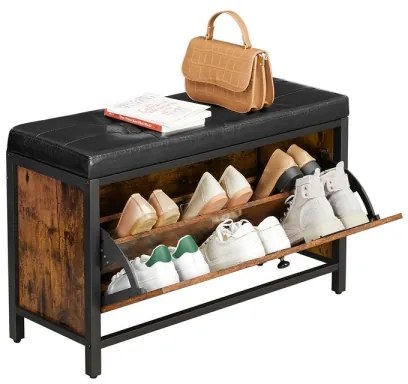 Cipőszekrény VOREN barna/fekete