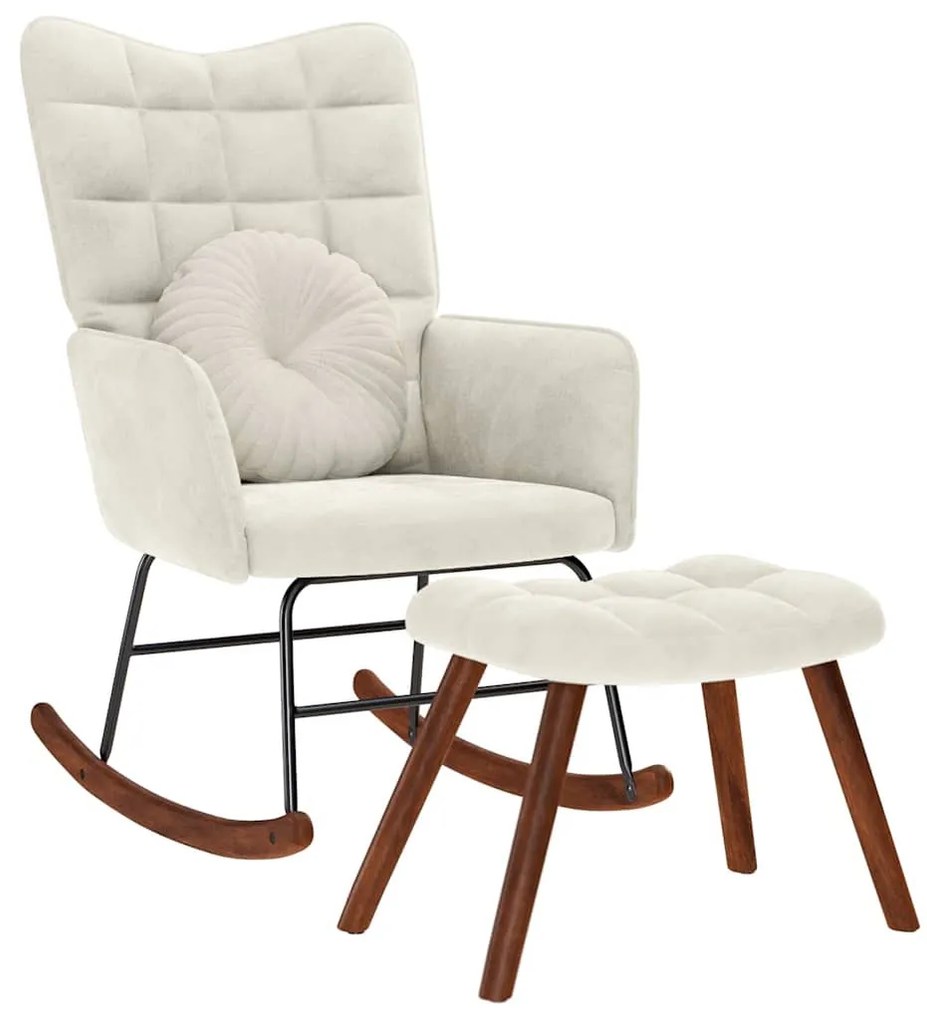 krémszínű bársony hintaszék ülőkével