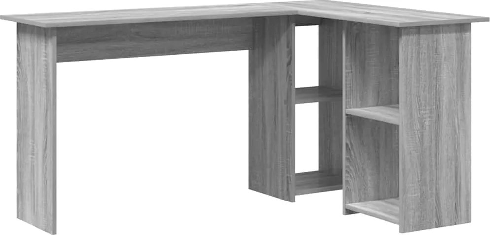 vidaXL Asztal polcokkal Szürke Sonoma 142 x 102 x 73 cm Faanyag