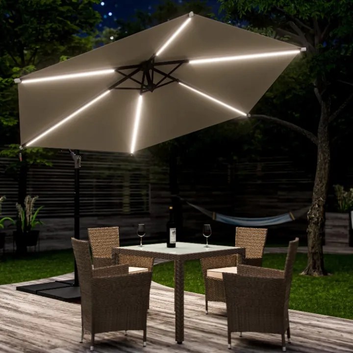 Deuba LED napernyő Mali Ø330 cm - krém