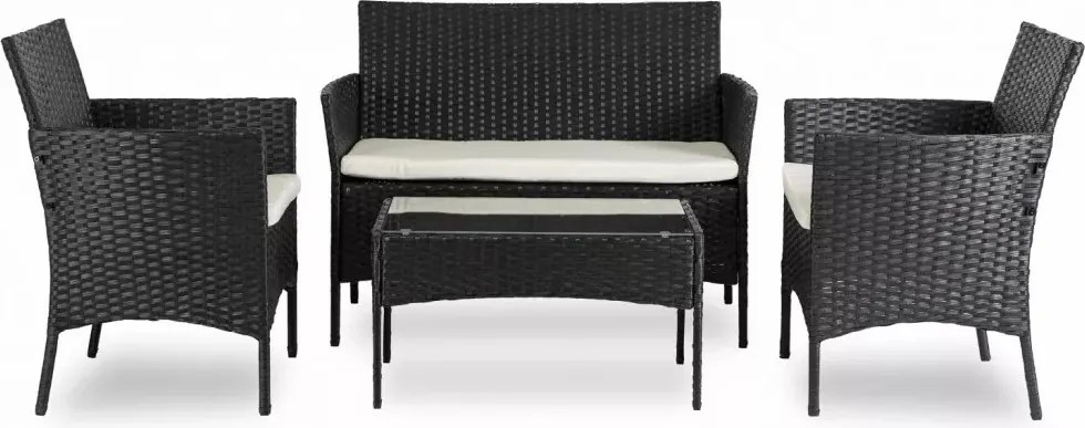 MISSISSIPI kerti bútor szett, fekete-bézs – raktárról