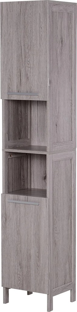 kleankin Magas Szekrény Kiegészítő Bútor fürdőszobához Nagy Tárolóhellyel, Nyitott és Zárt Területekkel 30x32x172,5 cm | Aosom