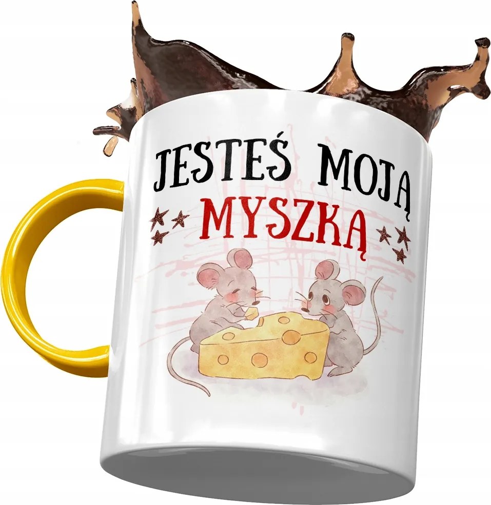Sárga bögre egérrel Aranyos Ajándék Nyomtatott Fotóval