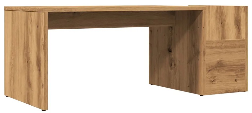 Kézműves tölgy színű szerelt fa dohányzóasztal 90 x 45 x 35 cm