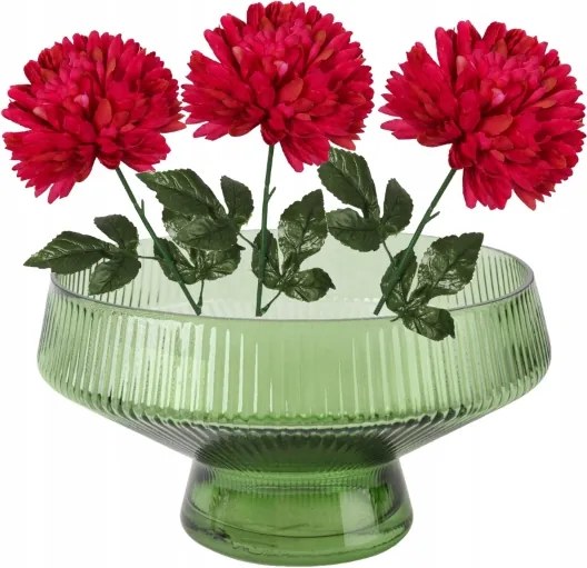 Üveg virágváza zöld 23,6x12,8cm Átlátszó dekoratív