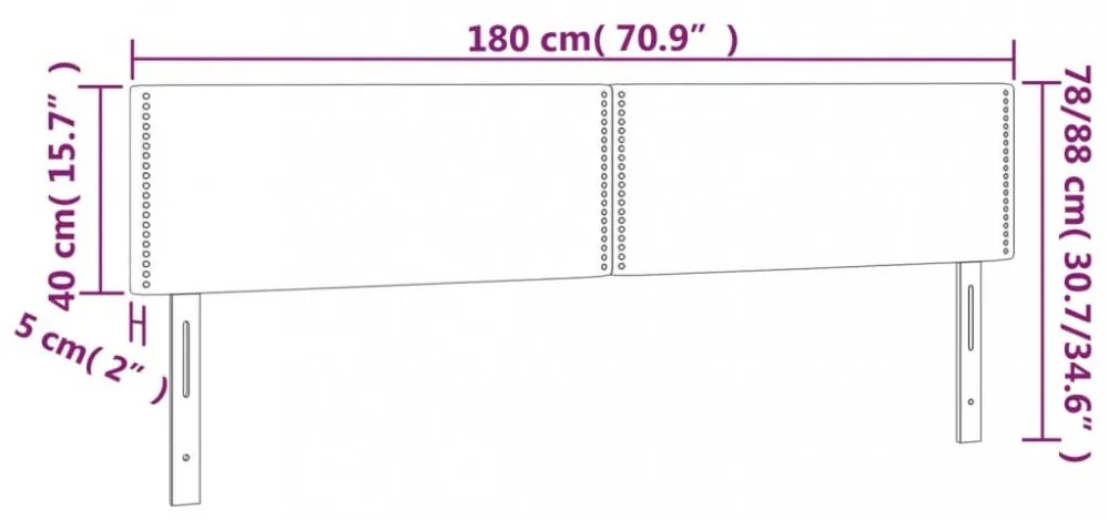 krémszínű szövet LED-es fejtámla 180x5x78/88 cm