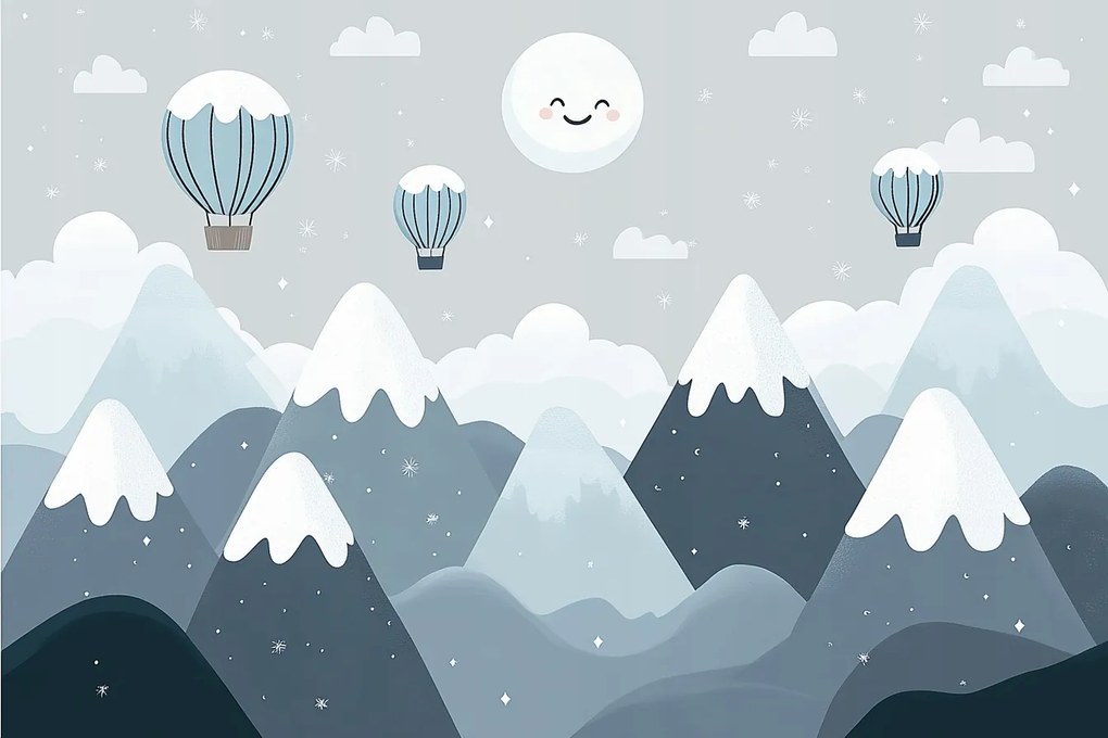 Fotótapéta Flizelina Gyerekek Tájkép Éjszaka Hegyek Tél Hold Álom 416x290 ragasztó