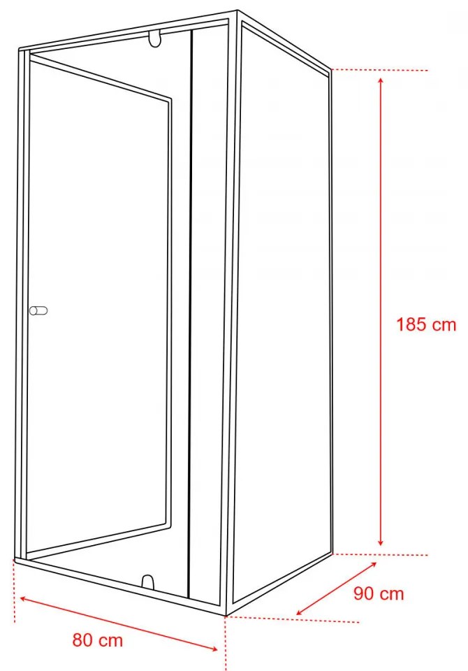 Flexi 80x90 cm falsíkra szerelhető aszimmetrikus zuhanykabin zuhanytálca nélkül
