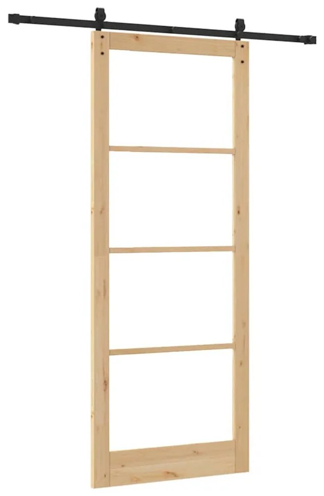 Egyszerű Csúszó Ajtó Barna 83 x 232 cm Fa és fém