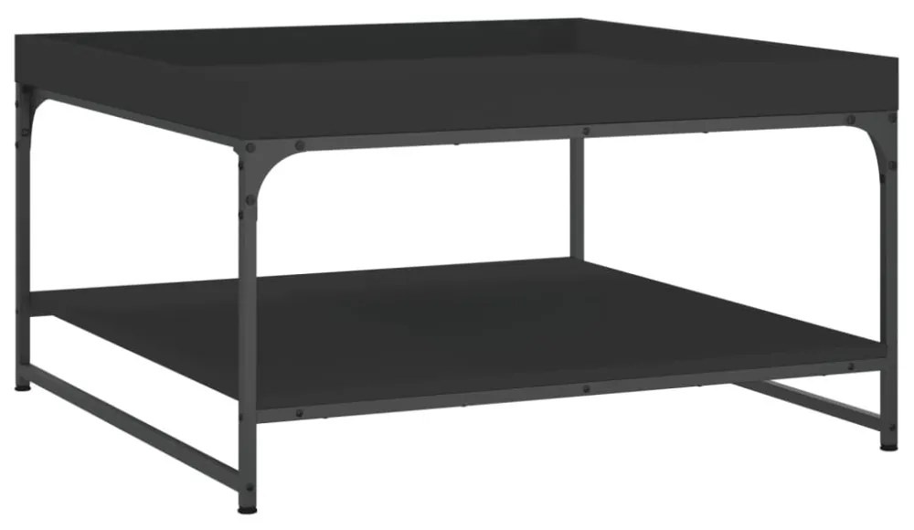 fekete szerelt fa és vas dohányzóasztal 80 x 80 x 45 cm