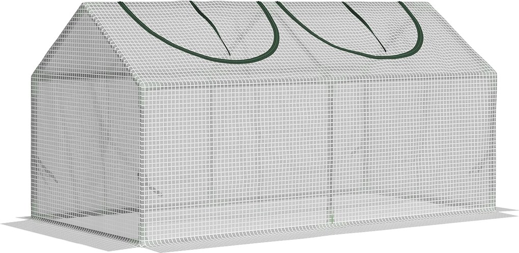Outsunny Üvegház Ablakkal, PE Rácsos Fóliával, Acélvázas Üvegház, Erkélyre, Kertbe, 120x60x60cm, Paradicsom Üvegház Zöldségekhez, Virágokhoz, Növények
