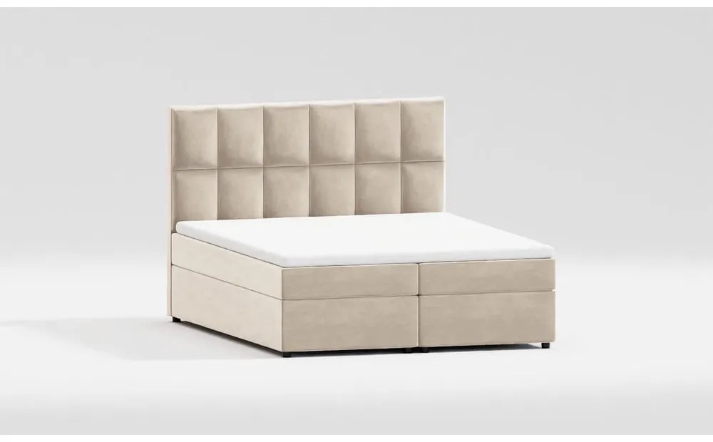 Bézs ágyneműtartós boxspring ágy 180x200 cm Flip – Ropez
